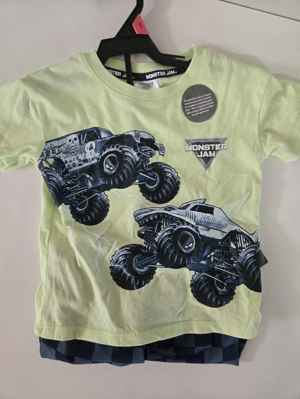Monster Jam Grave Digger Megalodon Boys 2-Piece Outfit Set Size 2T NWT